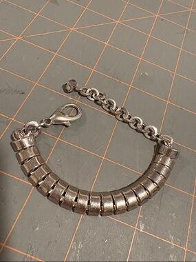 Silver Tone Link Bracelet - Polished Metal Chain
